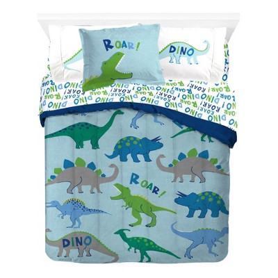 Full Blue Dinosaur Microfiber Kids Bedding Set