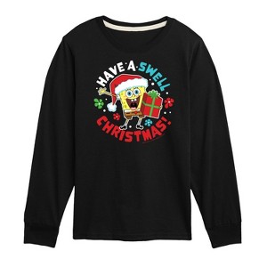 Boys' - SpongeBob SquarePants - Have A Swell Christmas Long Sleeve Graphic T-Shirt - 1 of 4