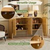 GlasFlength Decorative Storage Cabinet, Wooden Cabinet with Curved Edges and Adjustable Shelves for Living Room, Kitchen, Brown, 56"*15.8"*33.2" - 2 of 4