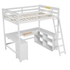 NicBex Full Size Bunk Bed with Desk Wooden Bed Frame with Cabinet, Shelves, Drawers, Inclined Ladder and Guardrail, No Box Spring Required, White - 3 of 4