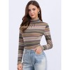Allegra K Women's Turtleneck Long Sleeve Stretch Slim Plaid Casual Blouse - 2 of 4