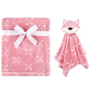Hudson Baby Infant Girl Plush Blanket with Security Blanket, Fox, One Size - 1 of 4