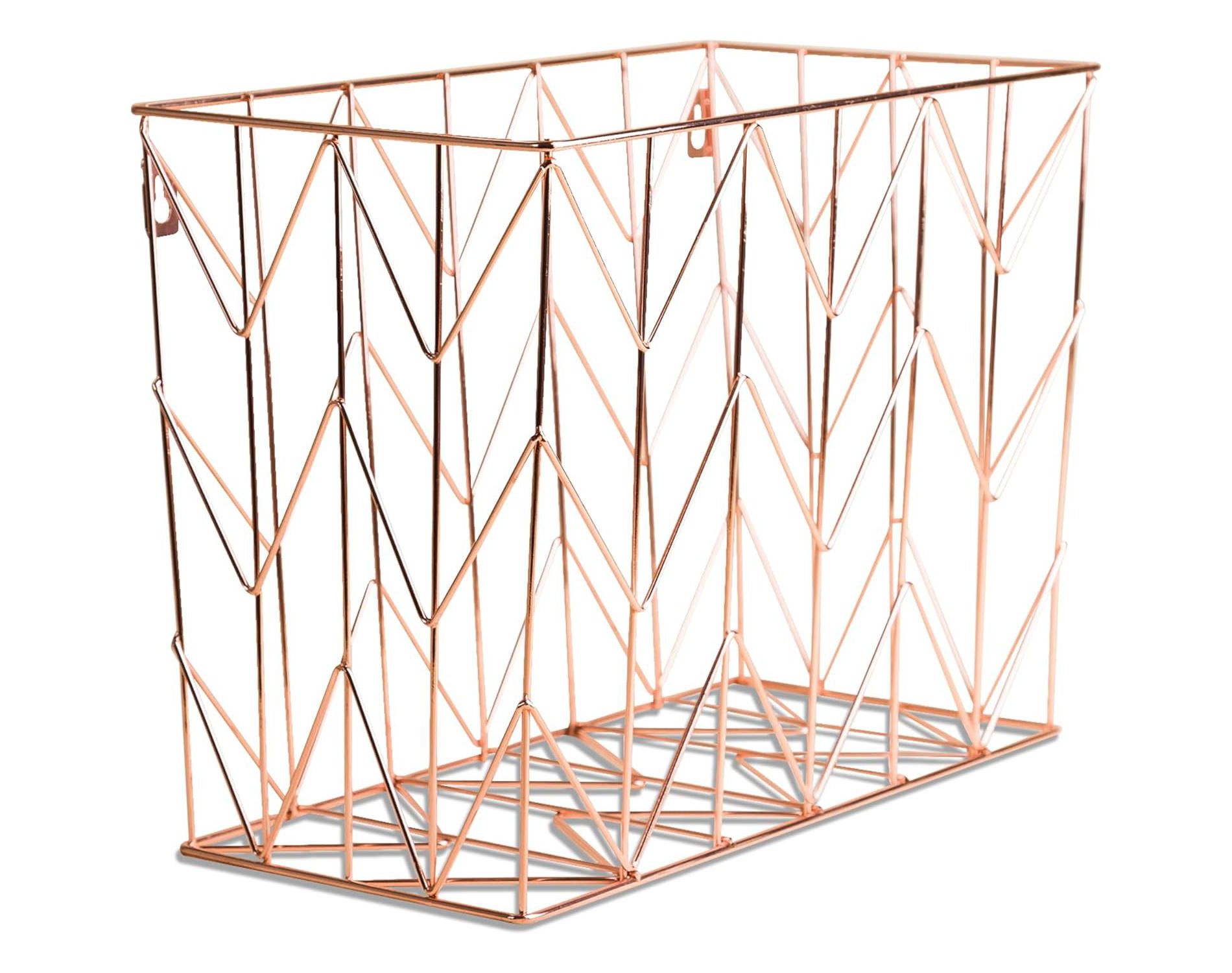 U Brands Hanging File Desk Organizer, Wire Metal, Copper/Rose Gold - 854U02-06