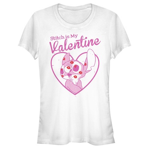 Juniors Womens Lilo Stitch My Valentine T Shirt White 2X Large