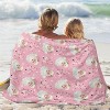 Lomsoe Santa Claus Christmas Throw Blanket, Pink Santa Claus Xmas Tree Snowflake Design Blanket, Cozy Soft Warm Flannel Blankets. - 4 of 4