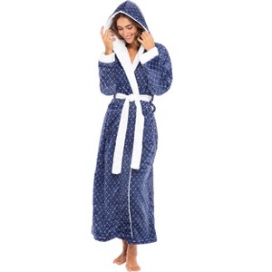 ADR Plush Fleece Robe for Women, Long Hooded Bathrobe with Hood, Plus Size - 1 of 4