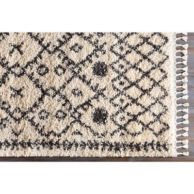 Hand-Knotted Charcoal Gray Geometric Round Fur Rug