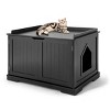 Tangkula Cat House Litter Box Pet Cat Washroom Nightstand Cat Storage Bench Coffee/Black - 3 of 4