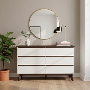 Homy Casa 6-Drawer Dresser with Wide Storage Drawers for Bedroom, Living Room or Entryway, White - 1 of 4