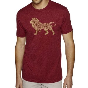 LA Pop Art Men's Premium Blend Word Art T-shirt - Lion Burgundy Large - 1 of 4