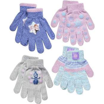 Frozen Elsa and Anna Winter Set: Little Girls 4 Pair Mittens or Gloves ,Age 2-7