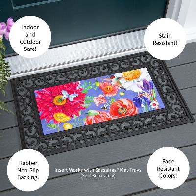 Colorful Floral Rubber Outdoor Fall Doormat 22" x 10"