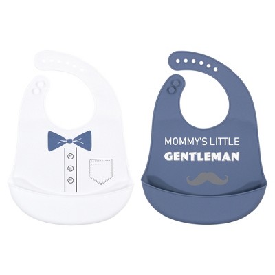 Hudson Baby Infant Boy Silicone Bibs 2pk, Mommys Little Gentleman, One Size