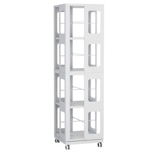 Yinvani 4-Tier All-Steel Rotating Bookshelf with 360¡ã Wheels, Large Size Sturdy & Spacious Book Rack - 1 of 4
