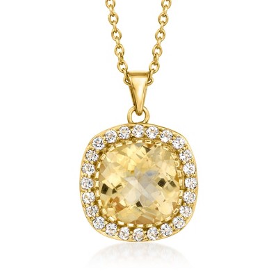 Ross-Simons 6.25 Carat Citrine and .90 ct. t.w. White Topaz Pendant Necklace in 18kt Gold Over Sterling