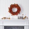 Nearly Natural 20-in Harvest Leaf and Mini Pumpkin Artificial Wreath - 4 of 4