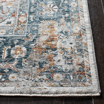 Ivory and Light Blue Hand-Knotted Wool Area Rug 4' x 6'