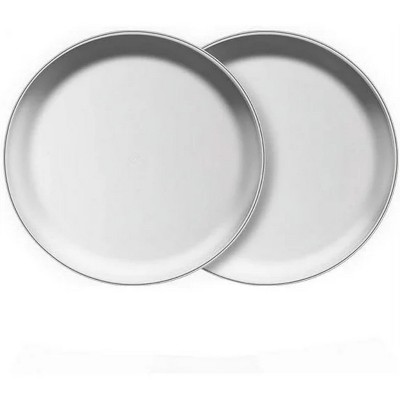 LunaLulinlk Stainless Steel Plates Set of 2, 8-inch Metal Dinner Plates for Kids Toddlers Healthy & Non-toxic, Shatterproof & Dishwasher Safe