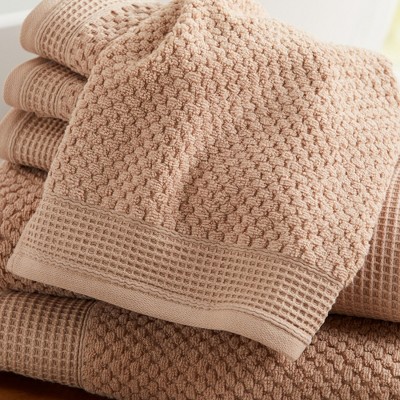 Beige Cotton Waffle Weave 6-Piece Bath Towel Set