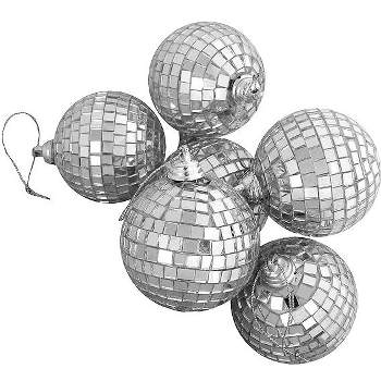 Northlight 6ct Silver Splendor Glass Disco Christmas Ball Ornaments 3.25" (80mm)