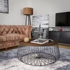 LeisureMod Runswick Round Coffee Table - Modern Wood Top Steel Frame Accent Table for Living Room - 2 of 4