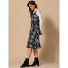 Allegra K Women's Plaid Ruffled Sleeveless Tie Waist A-Line Pinafore Overall Dress - 4 of 4