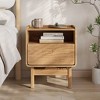 LuxenHome 22.6'' Summer Oak Engineered Wood Nightstand with Drawer, Mid Century Modern Bedside End Table with Storage and Open Shelf Brown - 4 of 4
