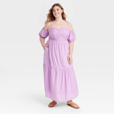 Women's Puff Short Sleeve A-line Dress - Universal Thread™ Purple 4x :  Target