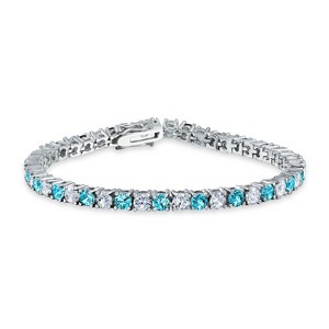 Bling Jewelry Blue CZ Tennis Bracelet 12 CTW Simulated  display picture 3