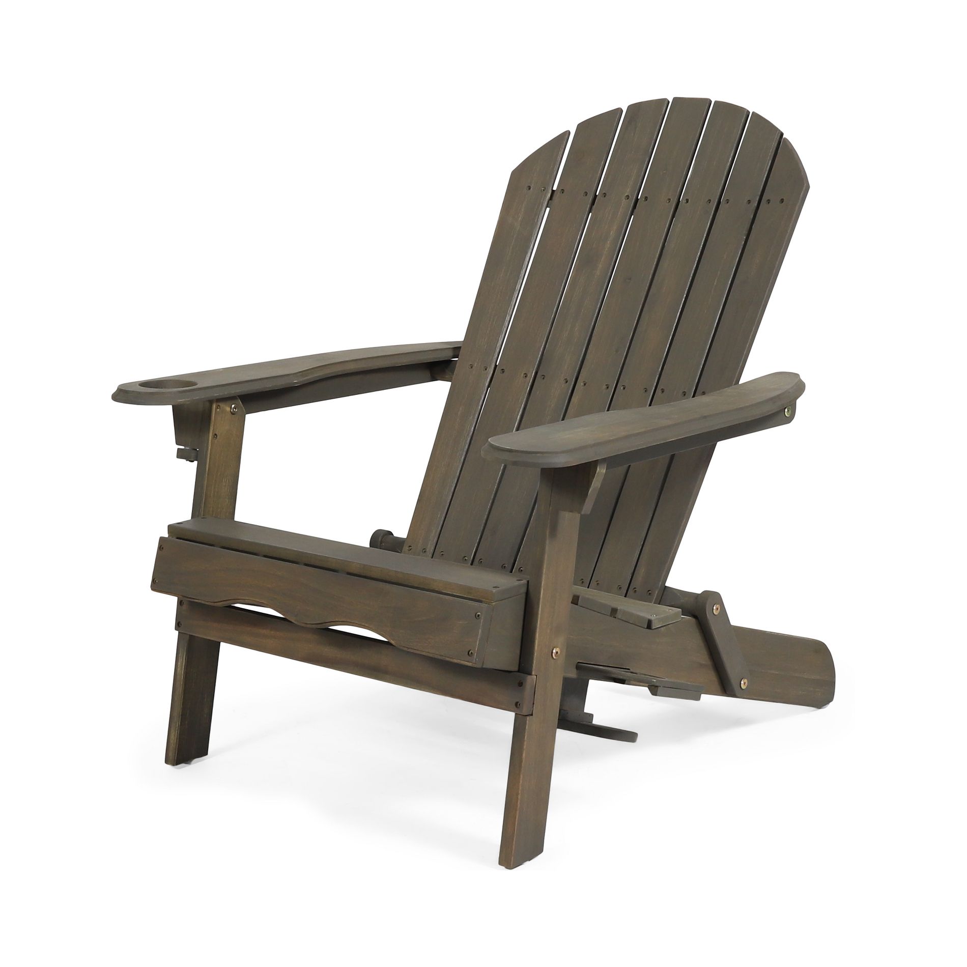 Dexmalle Patio Foldable Chair with Cup Holder,Brown