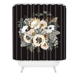 Iveta Abolina Elsa Shower Curtain Black - Deny Designs: Polyester Microfiber, Machine Washable, Ring Top Hanging - 1 of 4