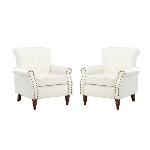 Set of 2 white best sale accent chairs