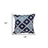 HomeRoots 18" Beige and Blue Diamond Cotton Throw Pillow With Embroidery - 3 of 4