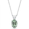 Pompeii3 Oval Green Amethyst Diamond Pendant Women's Necklace 18" White Gold - Size Medium - 4 of 4