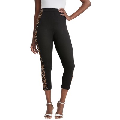 Jessica London Women's Plus Size Everyday Stretch Cotton Capri Legging