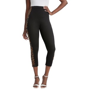 Jessica London Women's Plus Size Everyday Stretch Cotton Capri Legging - 1 of 4