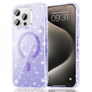 Entronix [Magnetic] Case Compatible with iPhone 15 Pro Max - [Hard Back] Glitter Color - 1 of 4