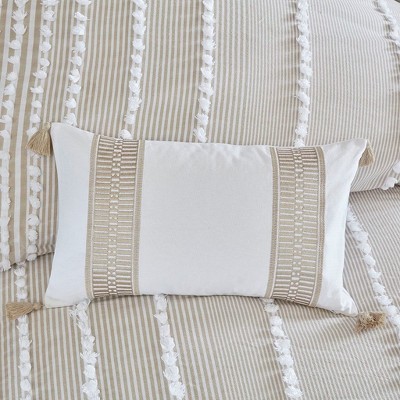 Kumasinova 12" Rectangle Embroidered Cotton Rectangle Bed Pillows,Standard Pillow with Tassel Details,Decorative Pillows for Bed and Sofa,Multicolor