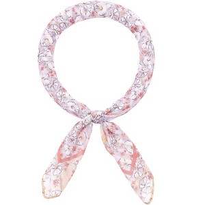 INSPIRE CHIC Women's Floral Stripes Printed Square Cotton Blended Gauze Neck Scarves 1Pc - 1 of 4