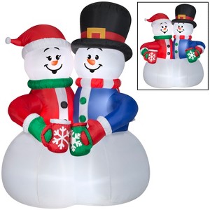 Gemmy Animated Christmas Inflatable Snow Couple Cocoa Cheers Scene, 8 ft Tall, Multi - 1 of 4