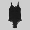 Womens Sleeveless V Neck Spaghetti Lace Trim Bodysuit - 2 of 3
