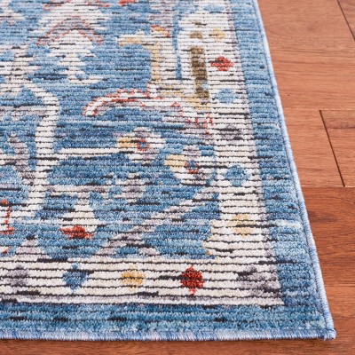 Sierra Blue and Ivory Hand-Knotted Square Rug