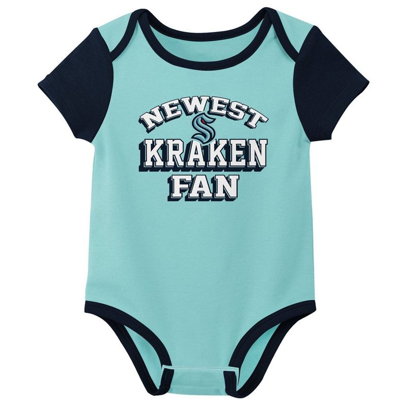NHL Seattle Kraken Infant Boys&#39; 3pk Bodysuit, 2 of 5