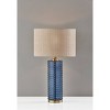 Glass Delilah Table Lamp Antique Brass/Blue - Adesso: Coastal Nightstand Lighting, UL Listed, 23" Tall - 3 of 4