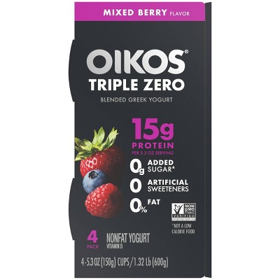 Oikos Triple Zero Mixed Berry Greek Yogurt - 4ct/5.3oz Cups_1