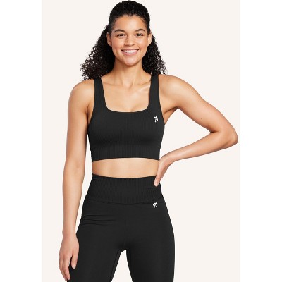 Peloton Women's Seamless Square Neck Bra, Black, M/L