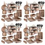 NutriChef Metallic Nonstick Ceramic Cooking Kitchen Cookware Pots and Pan Baking Set with Lids and Utensils, 20 Piece Set, Bronze (4 Pack)