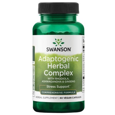 Swanson Rhodiola Ashwagandha Ginseng Complex Herb Blend Capsules, 60 Count.