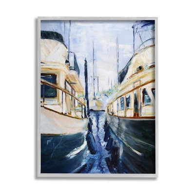 Stupell Industries Marine Harbor Docked Boats Framed Giclee Art