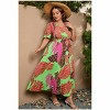 Plus Size Women's V Neck Maxi Dress Belted Waist Flowy Ankle Length Casual Elegant Party Dress - 3 of 4